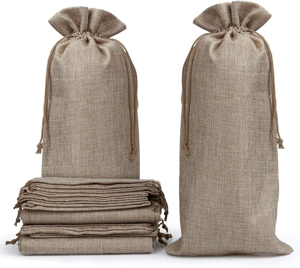 Sac à vin en jute naturelle à personnaliser