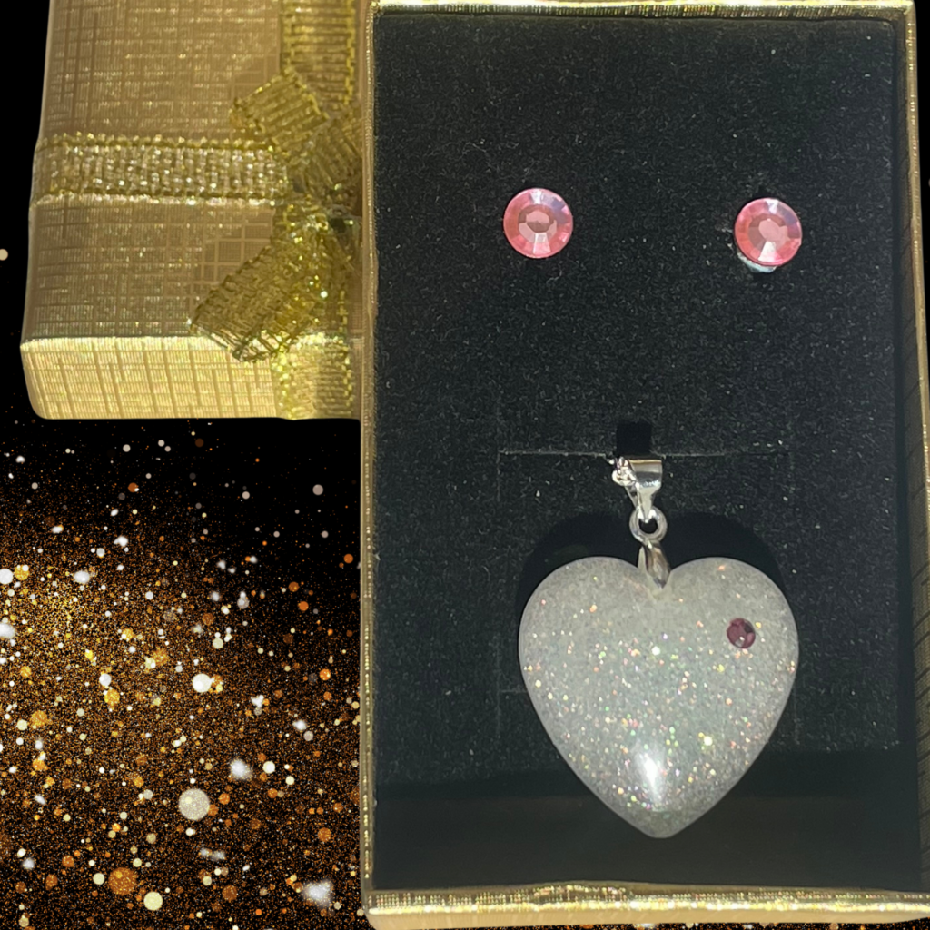 Pendentif et boucle d'oreilles - pierres rose