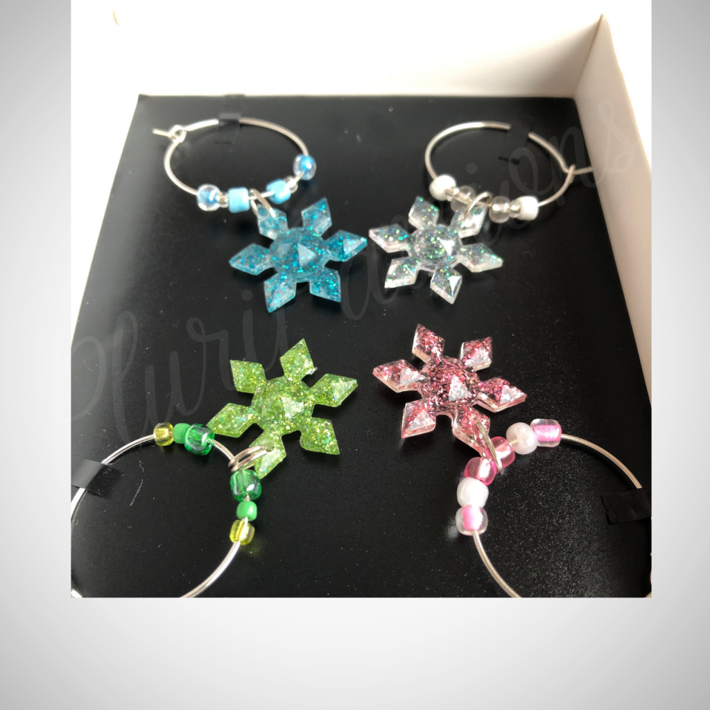 Bijoux pour verre avec pied - flocons en résine scintillante – Image 2