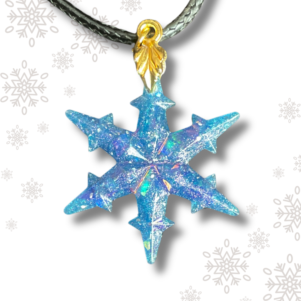 Pendentif scintillant mince flocon bleu