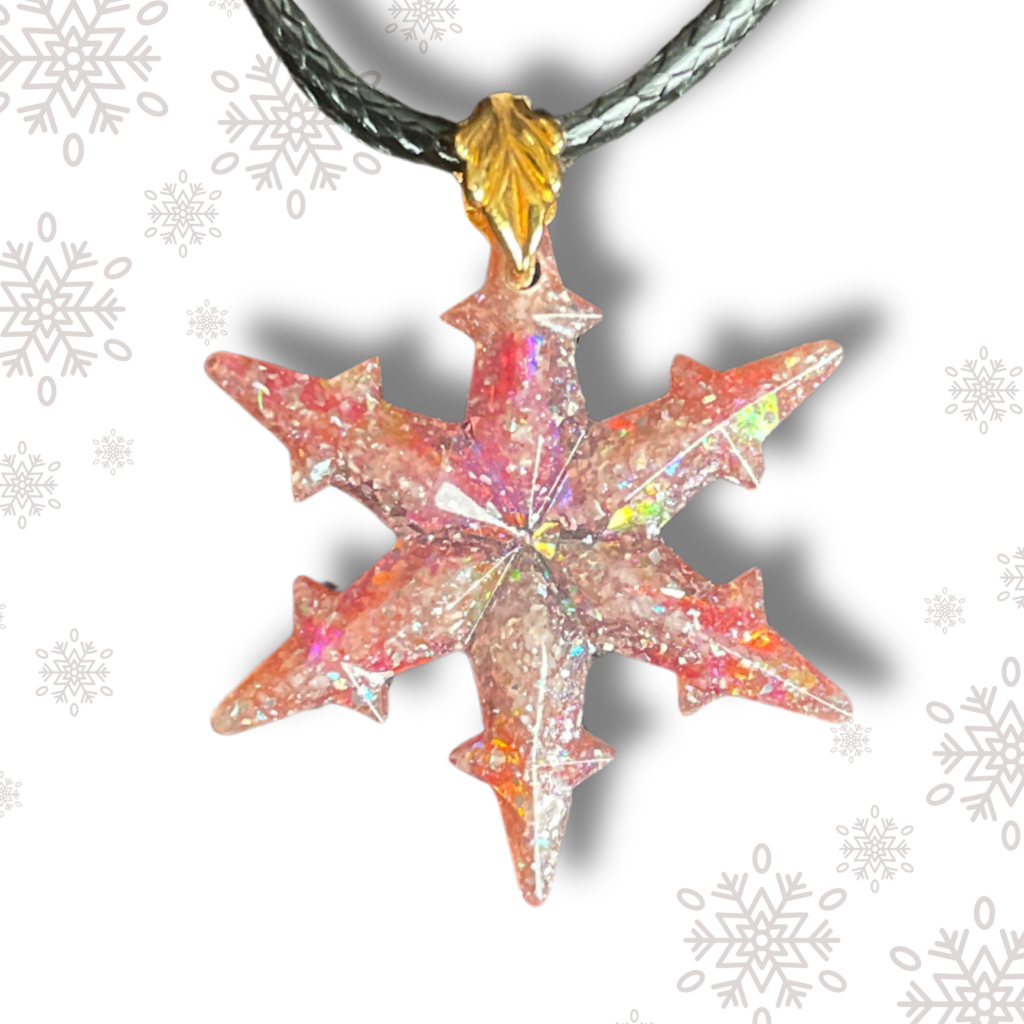 Pendentif scintillant mince flocon rose