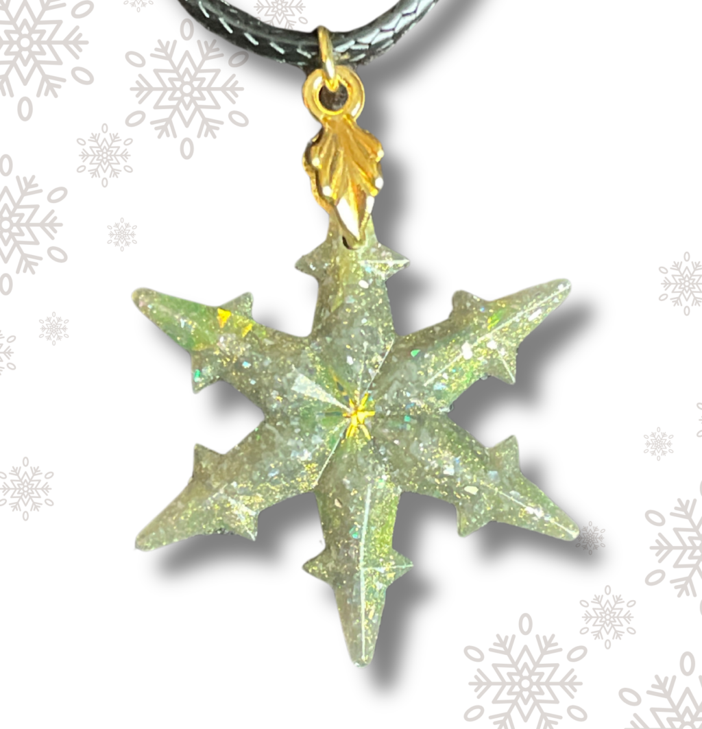 Pendentif scintillant mince flocon vert