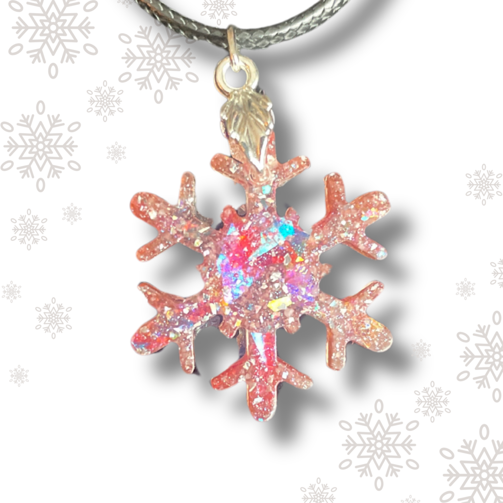 Pendentif scintillant flocon rose