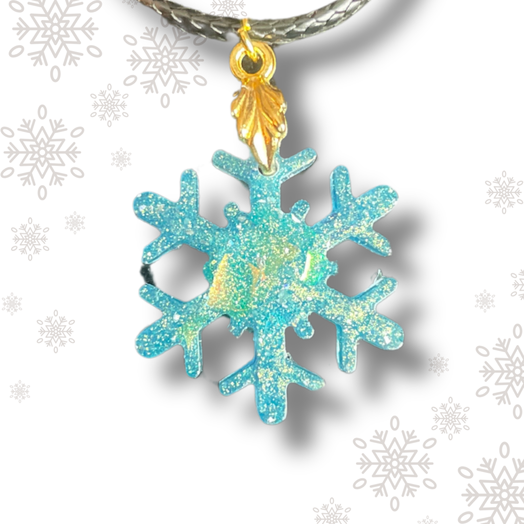 Pendentif scintillant flocon turquoise