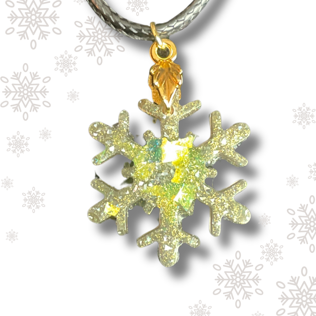 Pendentif scintillant flocon vert