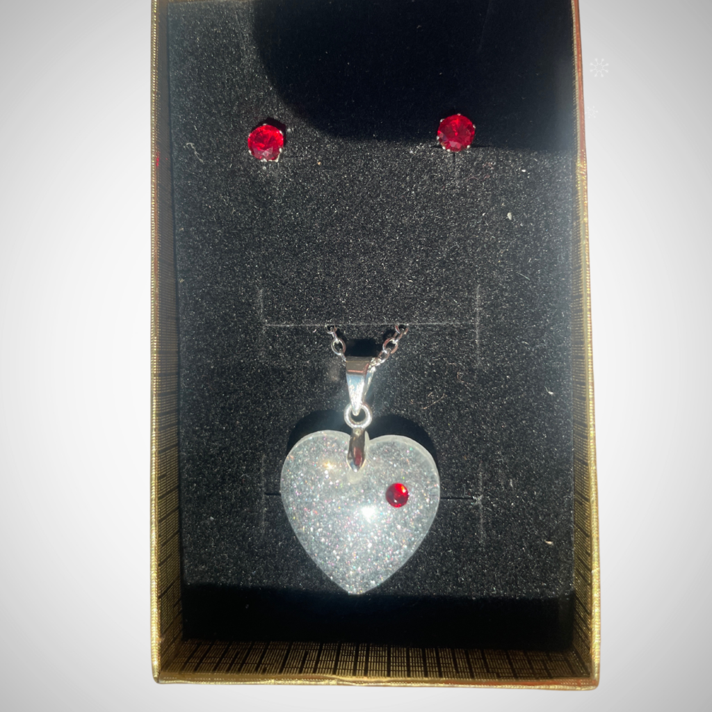 Pendentif et boucle d'oreilles - pierres rouges – Image 2