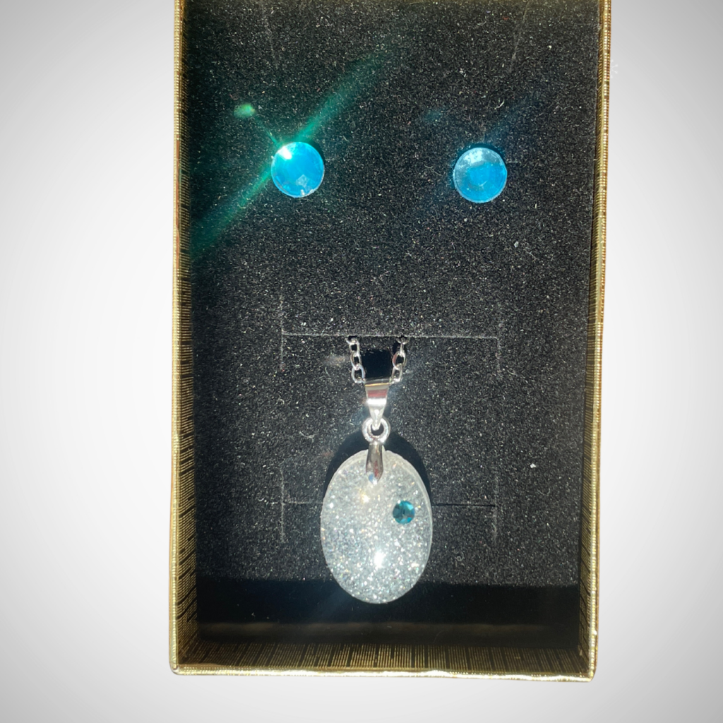 Pendentif et boucle d'oreilles - pierres bleues – Image 2