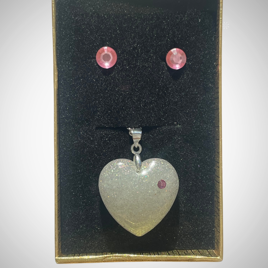 Pendentif et boucle d'oreilles - pierres rose – Image 2