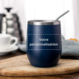 Verre à vin 12 oz, sans pied, bleu