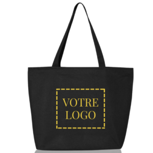 Grand sac noir en coton avec fermeture éclair