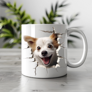 Tasse chien avec craquelures effet 3D de 11 0z